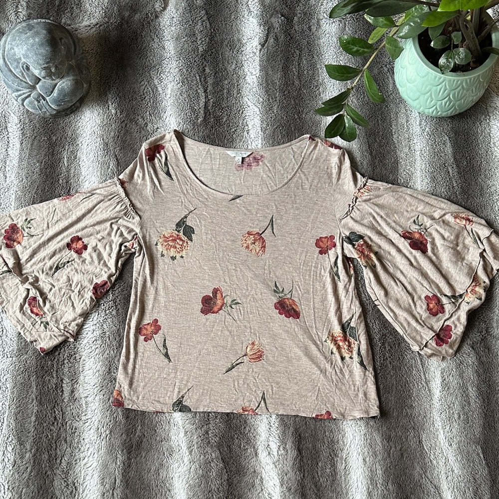 Lucky Brand Floral Bell-Sleeve Top